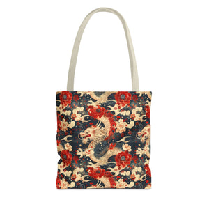 Red & White Dragon Pattern Tote Bag