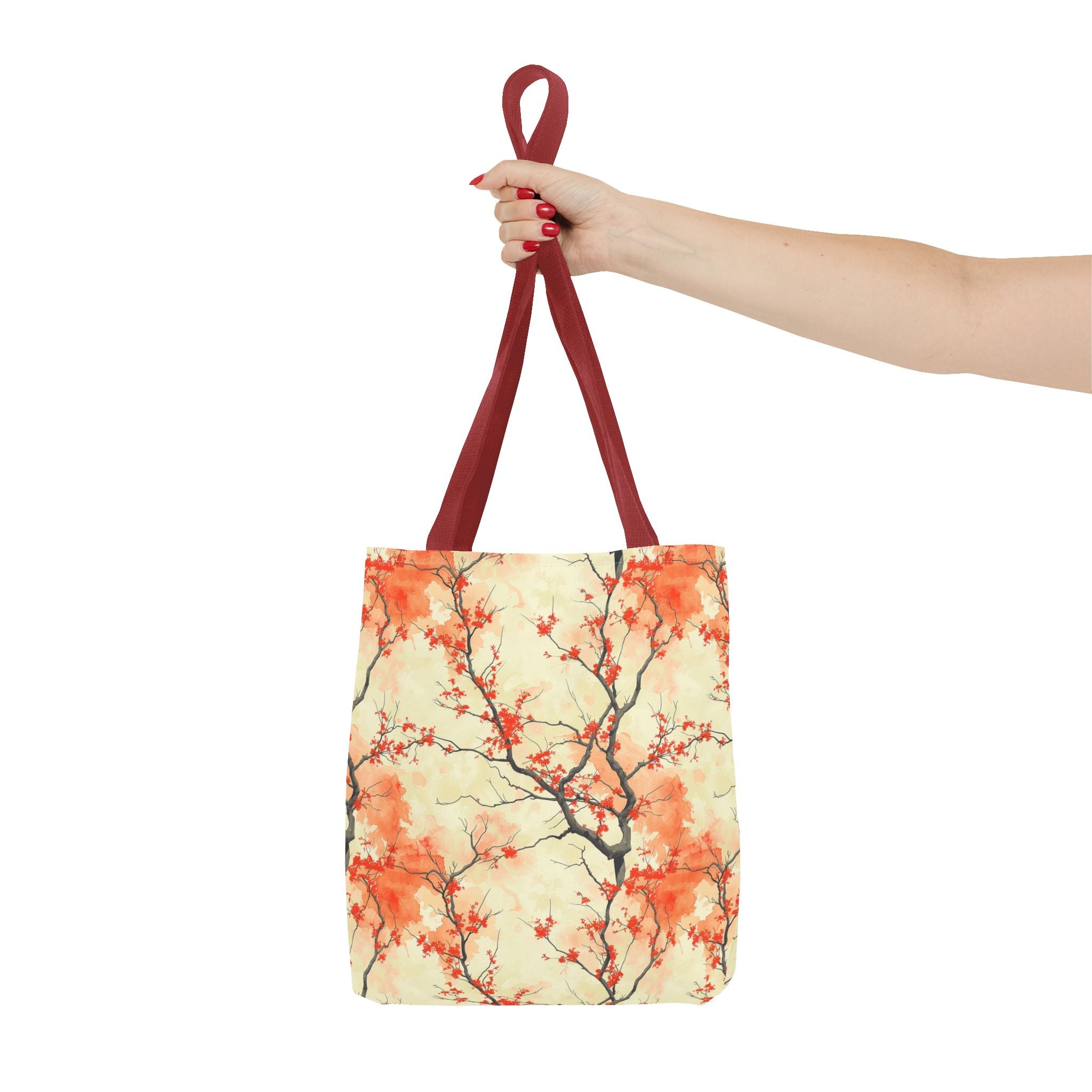 Custom-Printed Tote Bag with Vibrant Autumn Branches Design Available in 3 Sizes