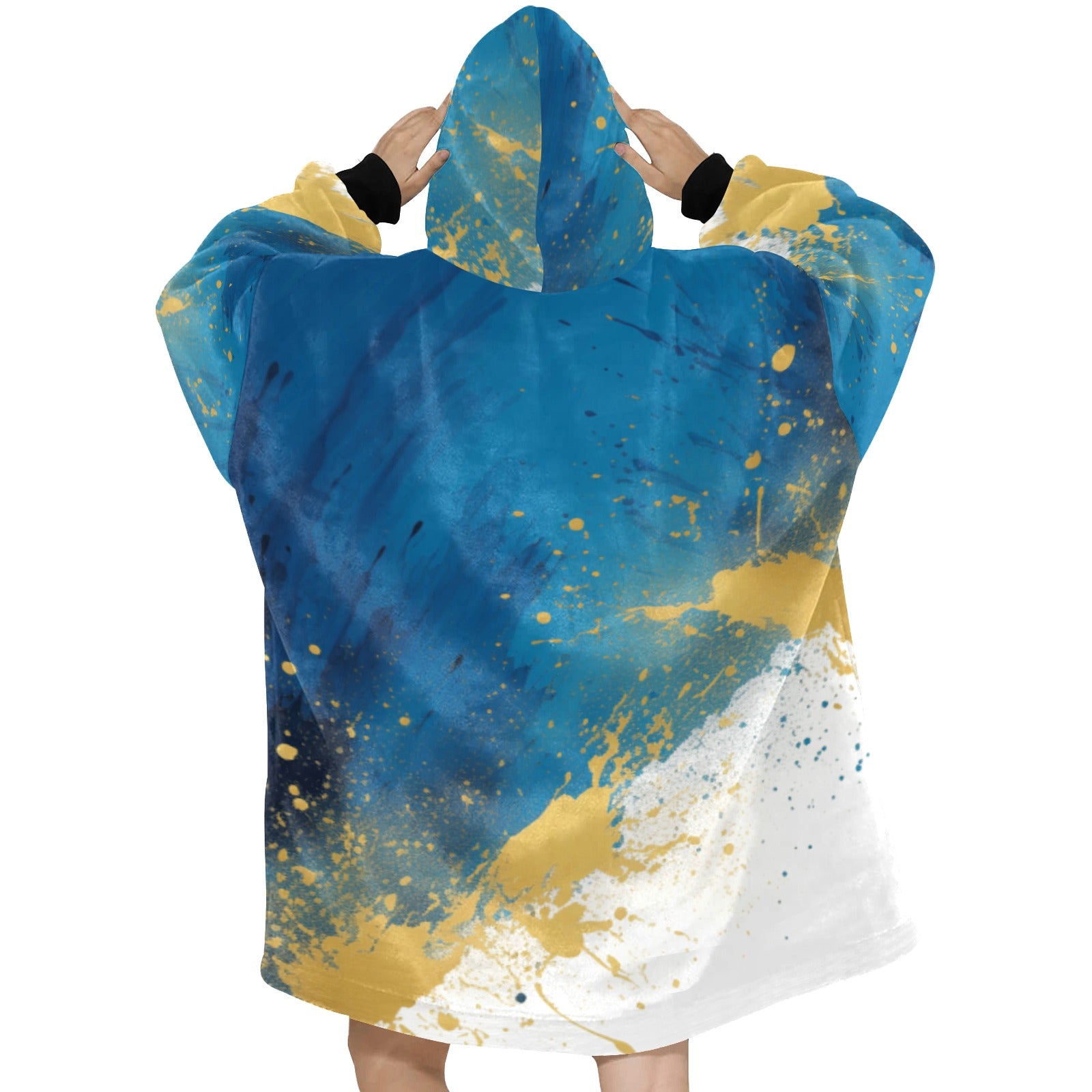 Blue and Gold and White Blanket Hoodie for Women - Cranberry Lake Design Co.  #