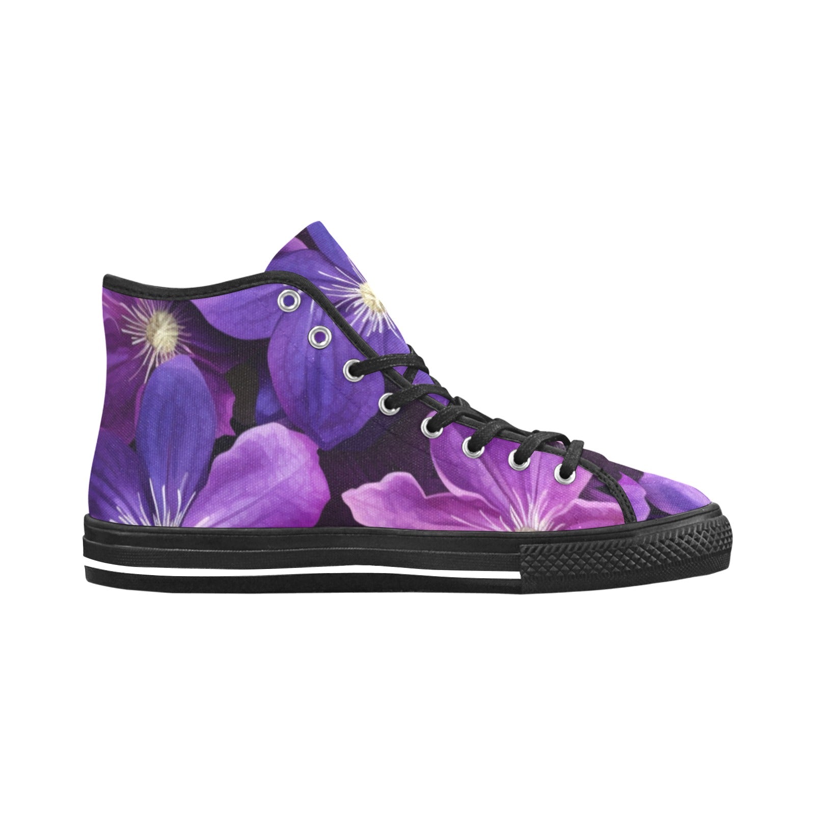 Purple Clematis High-Top Sneakers - Cranberry Lake Design Co.  #