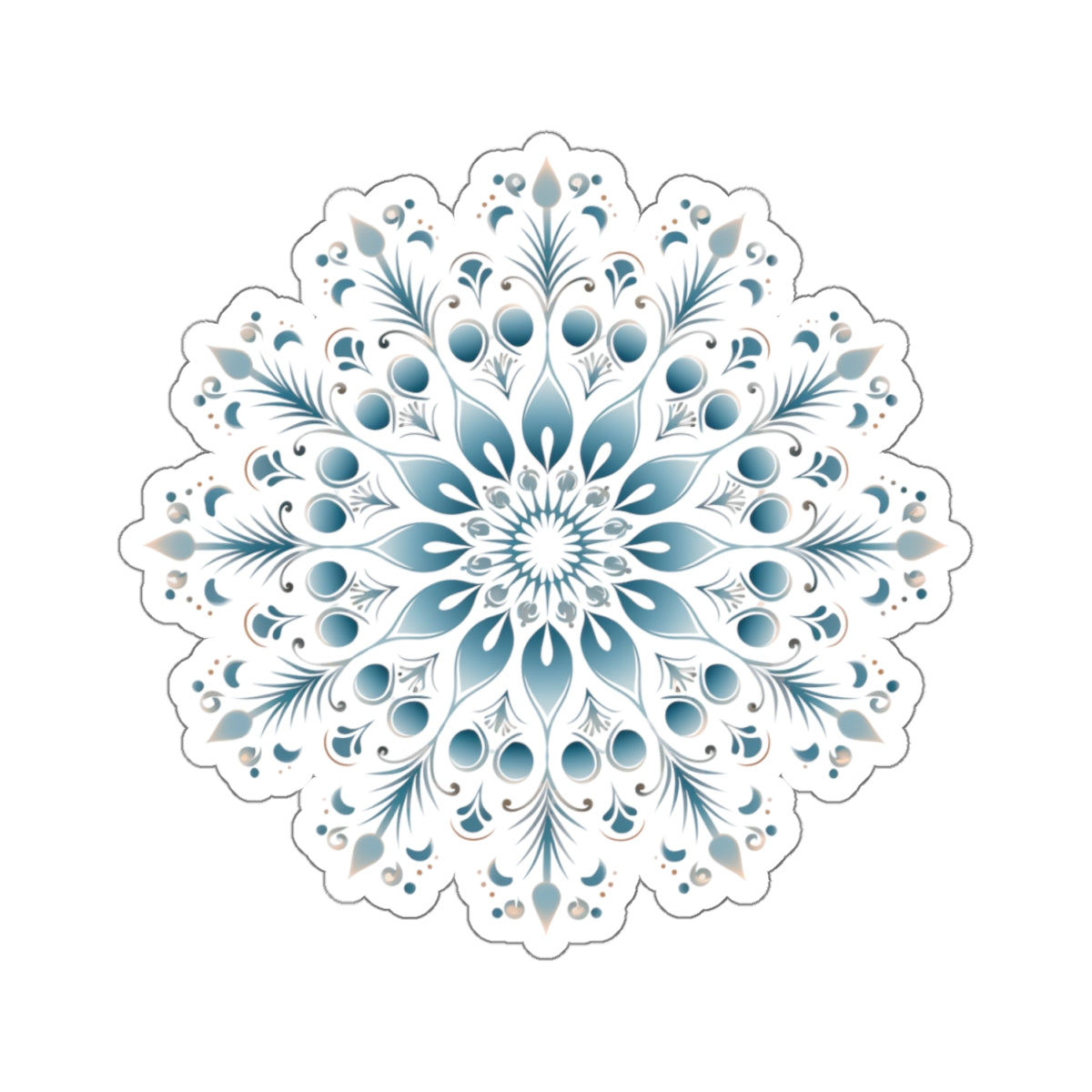 Light Blue Ornate Snowflake Holiday Christmas Vinyl Sticker