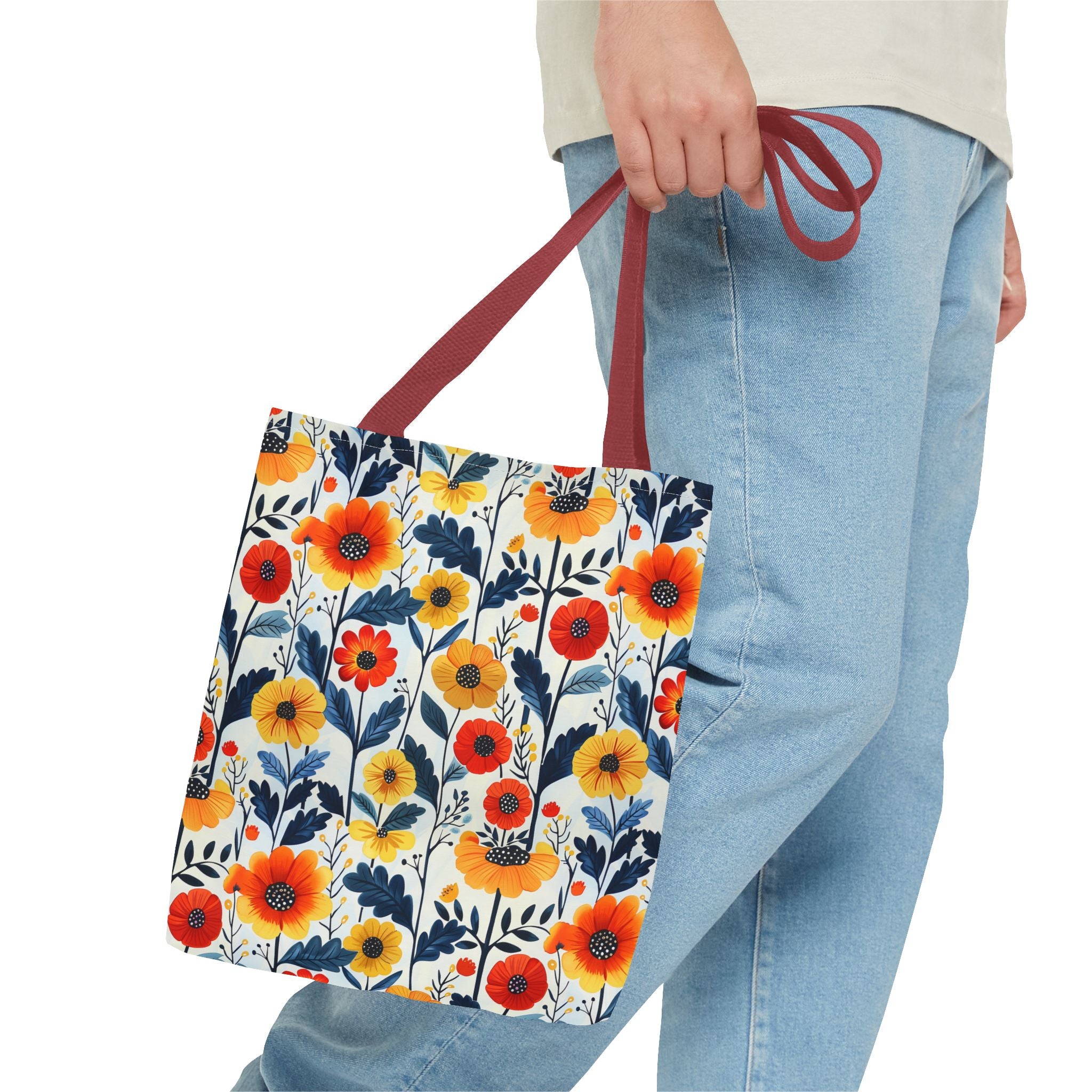 Yellow Orange Floral Tote Bag