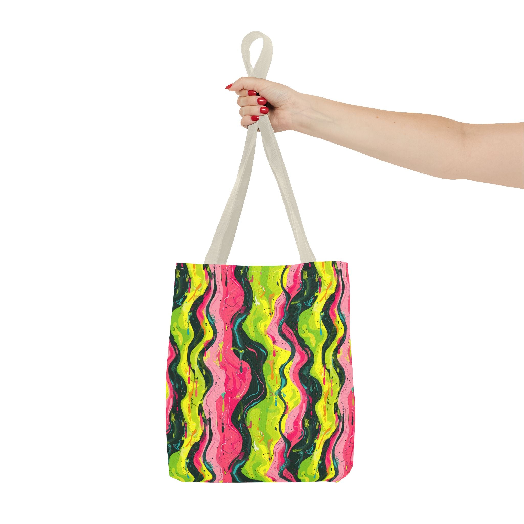 Wavy Pink Yellow Green Pattern Eccentric Tote Bag