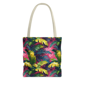 Colorful Leaves Nature Print Tropical Tote Bag