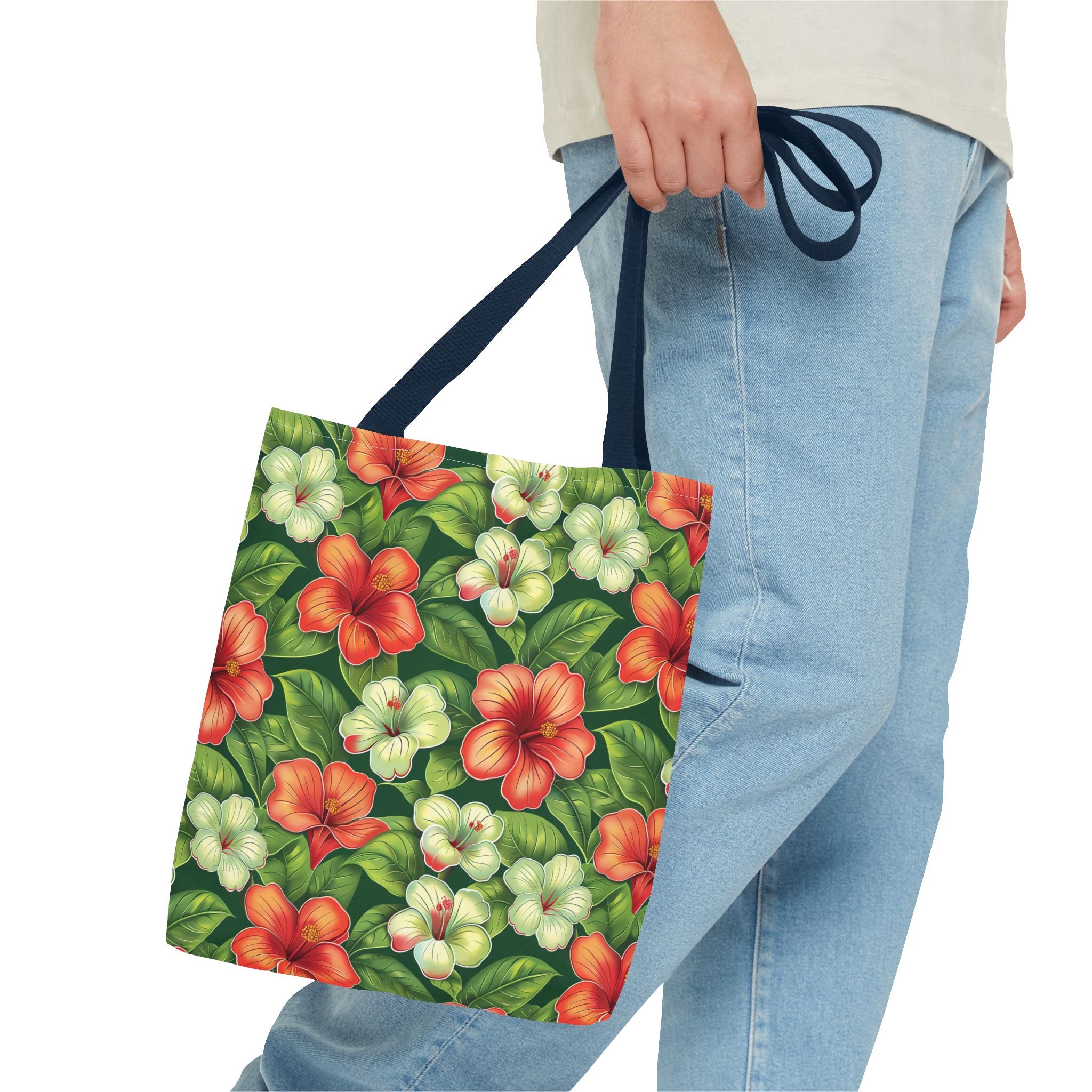 Pink & White Tropical Flowers Tote Bag