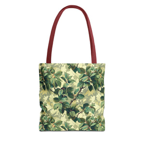 Green Woodland Camo Tote Bag - Durable Custom-Printed Polyester Bag, Outdoor Nature Design