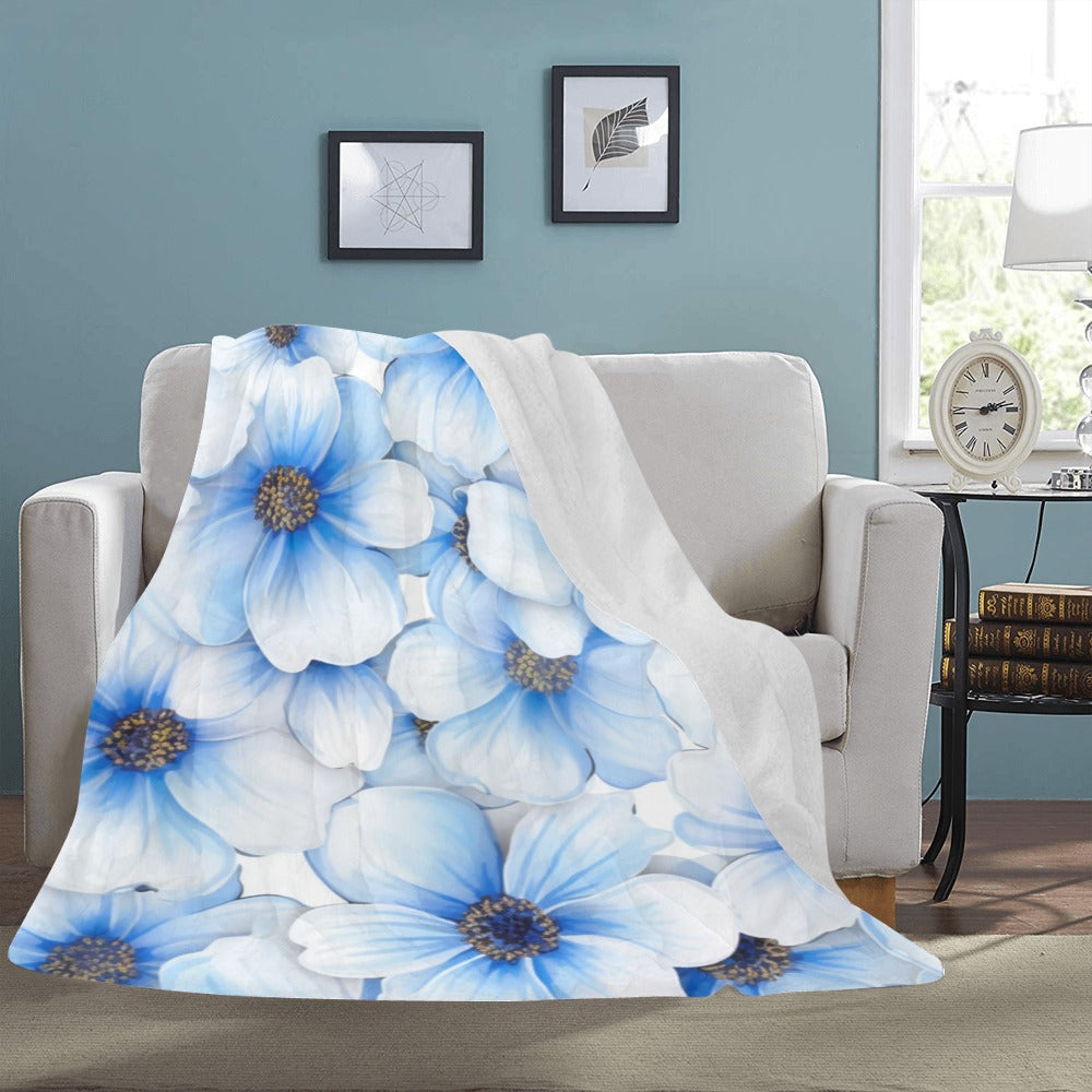 Blue Hydrangea & Floral Throw Blanket - Ultra-Soft 60x80 Cozy Fleece with Elegant Floral Design