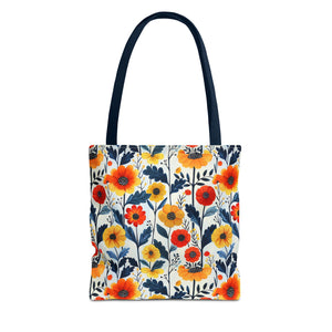 Yellow Orange Floral Tote Bag