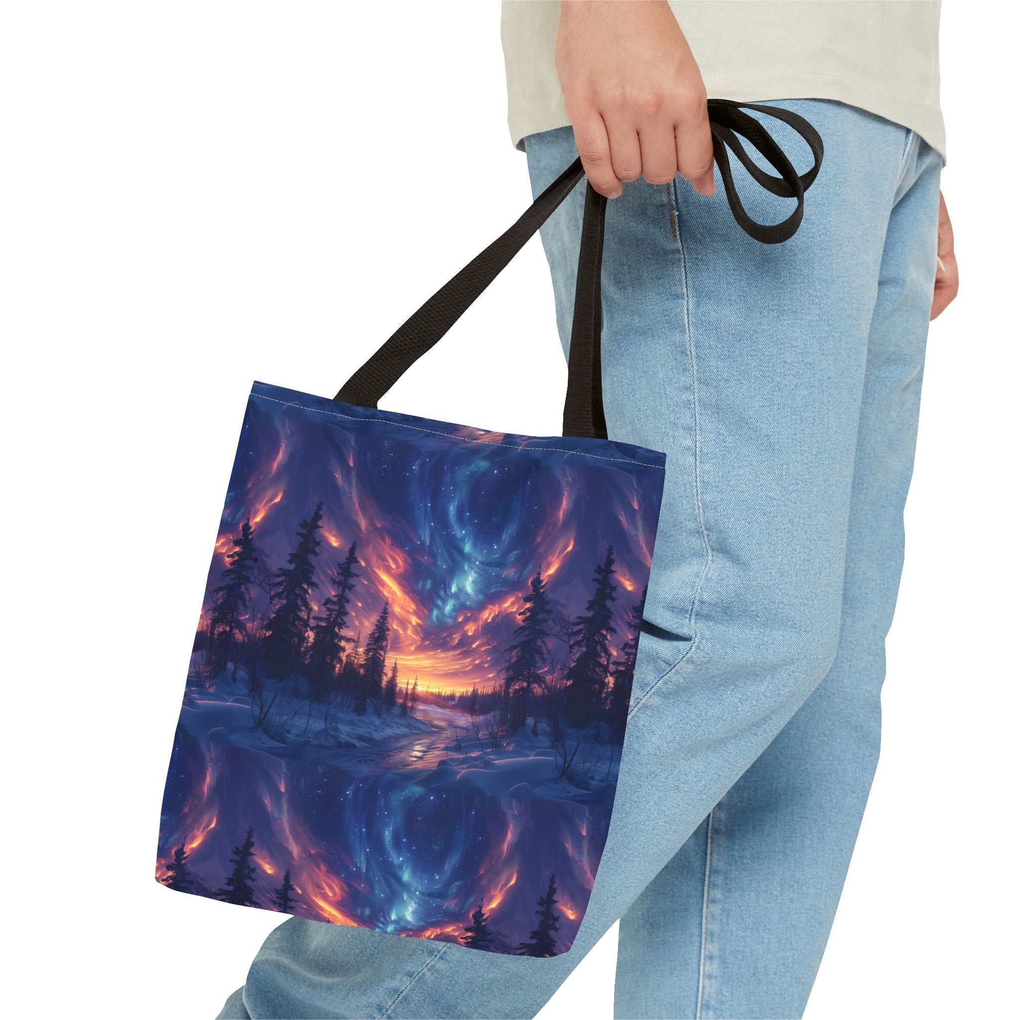 Winter Northern Lights Tote Bag