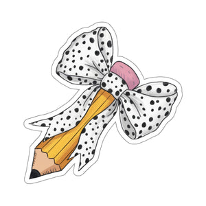 Black & White Polka Dot Bow Pencil Adorable Girls Sticker for Teachers Kids back To School Gift