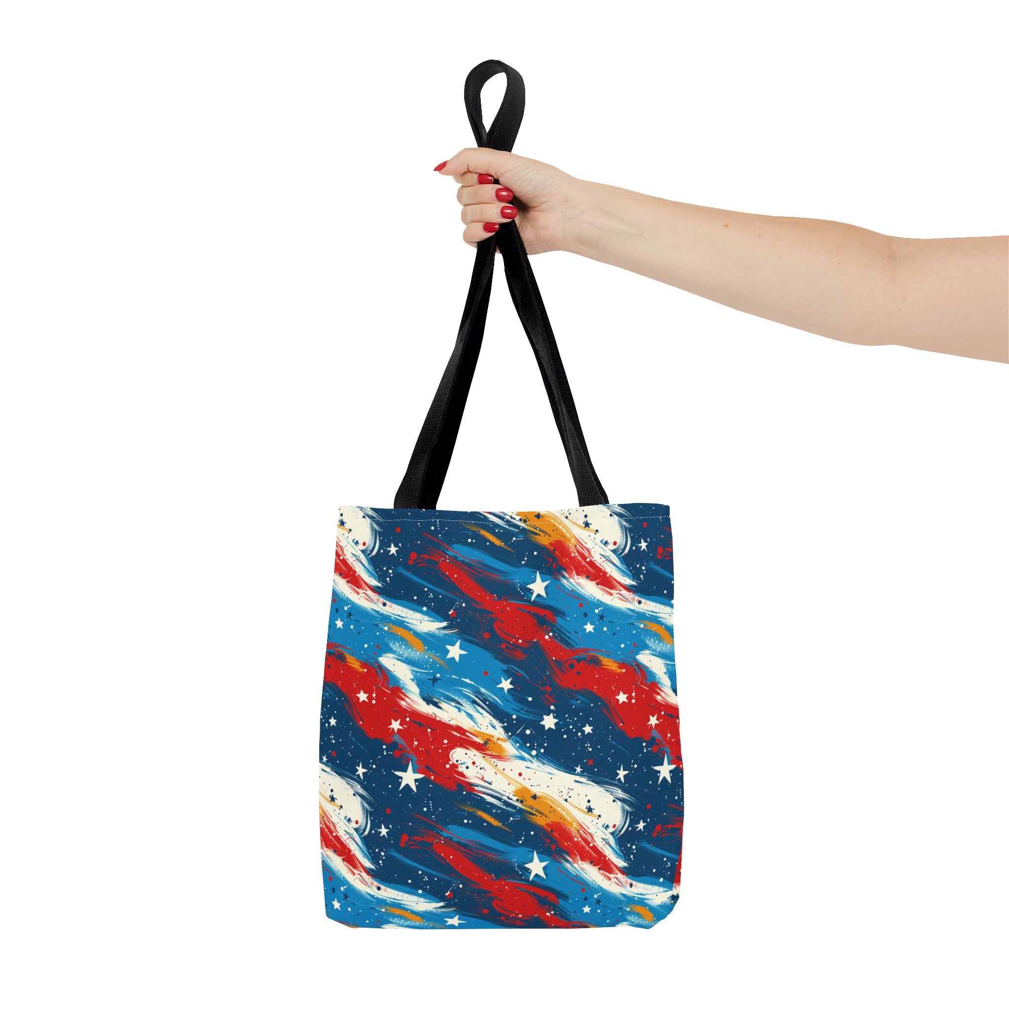 Gold, Red, Blue & White Starts Americana Pattern Patriotic Tote Bag