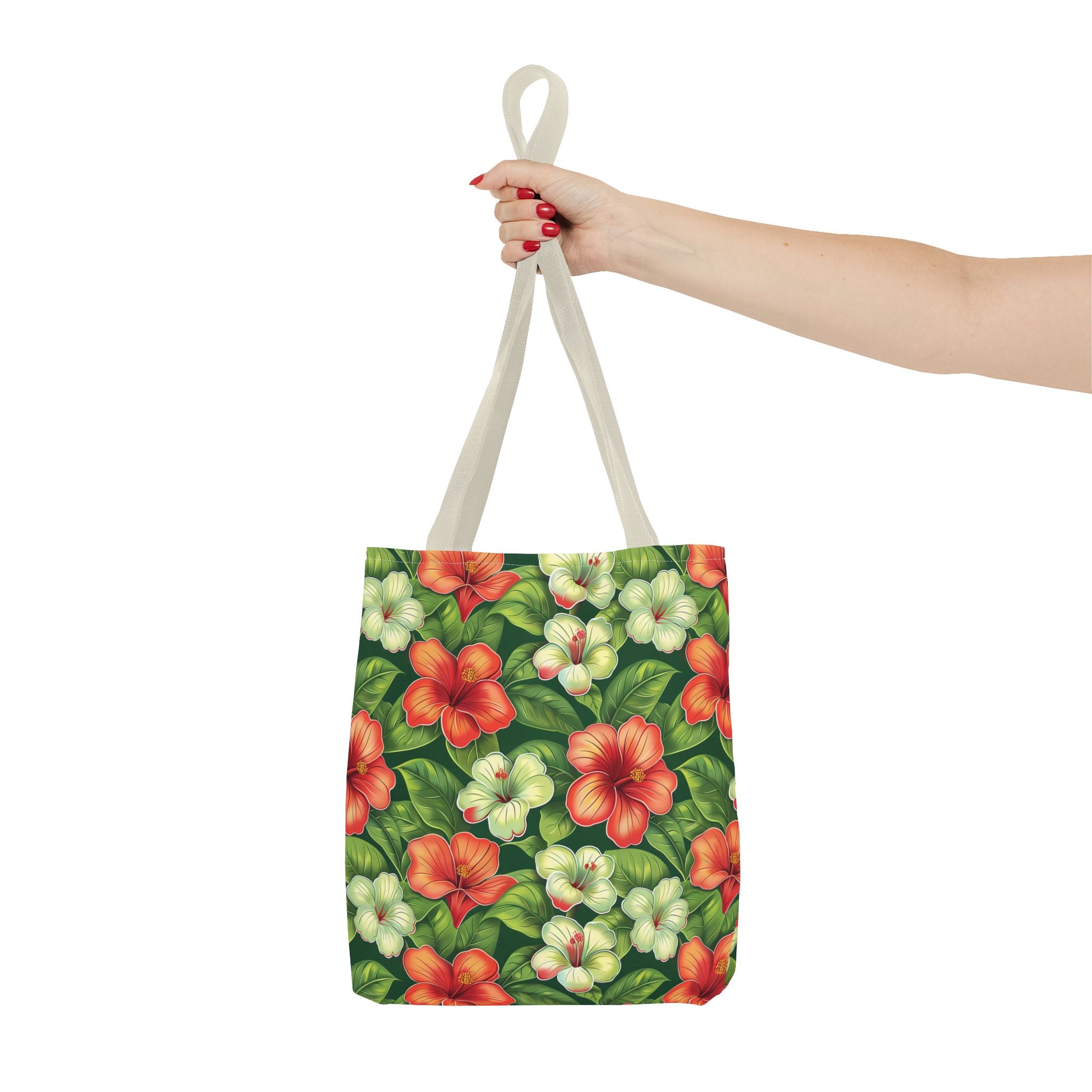 Pink & White Tropical Flowers Tote Bag