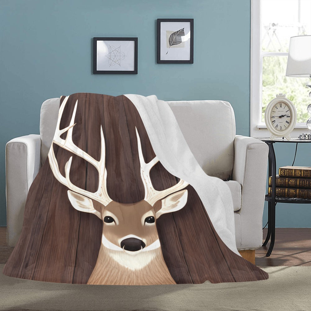 Ultra-Soft Micro Fleece Blanket - Rustic Deer Print