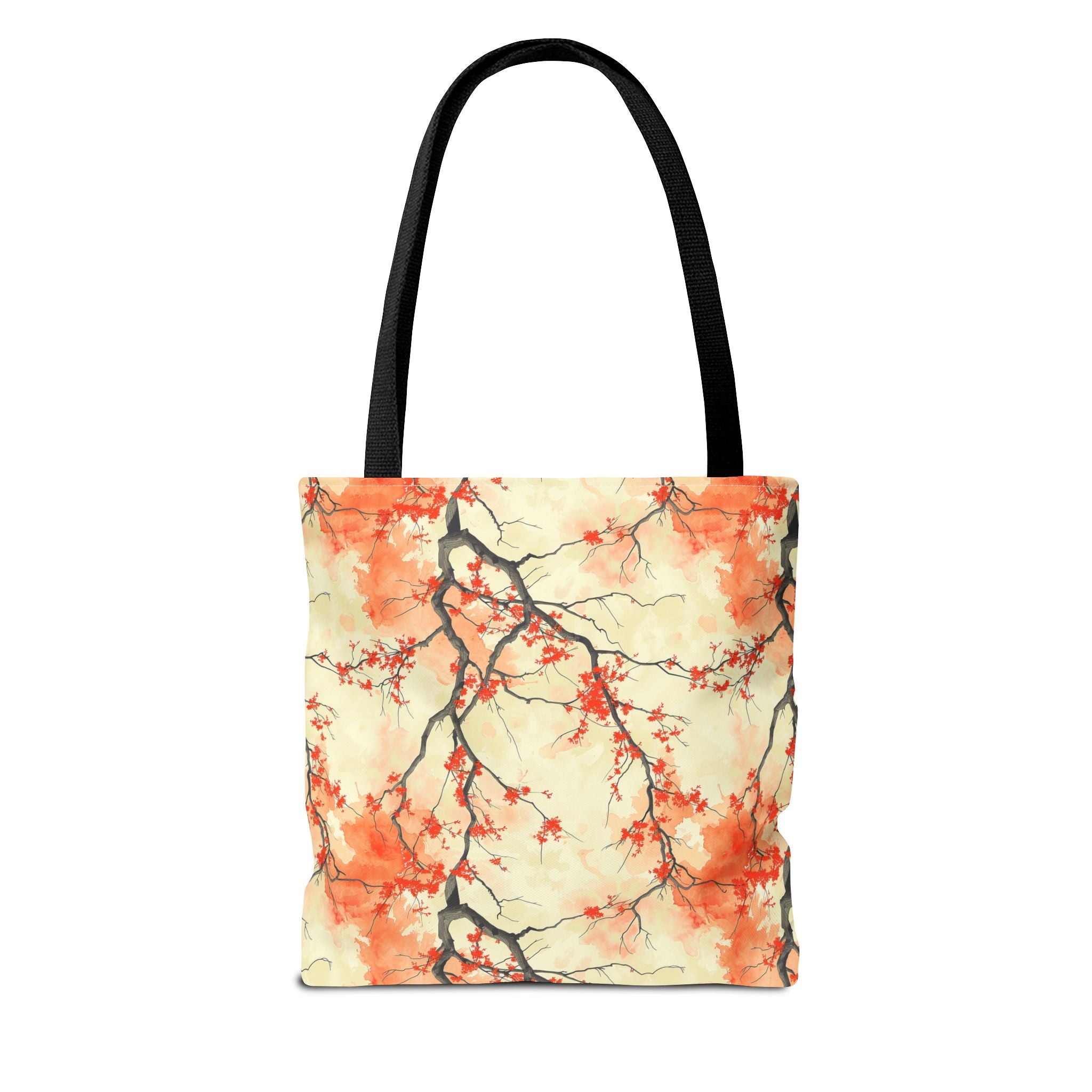 Custom-Printed Tote Bag with Vibrant Autumn Branches Design Available in 3 Sizes