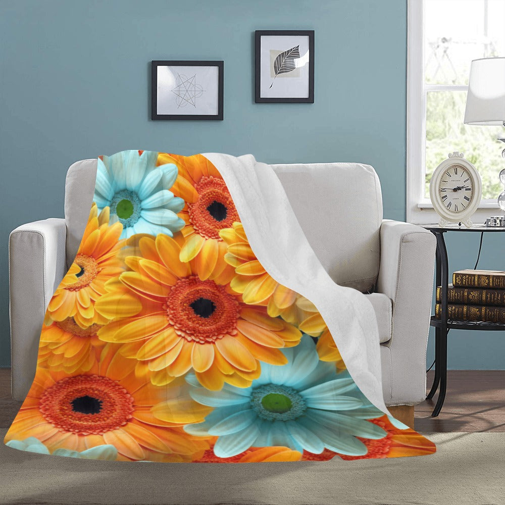 Cheerful Gerbera Daisy Fleece Blanket - Twin Size, Brightens Up Any Room