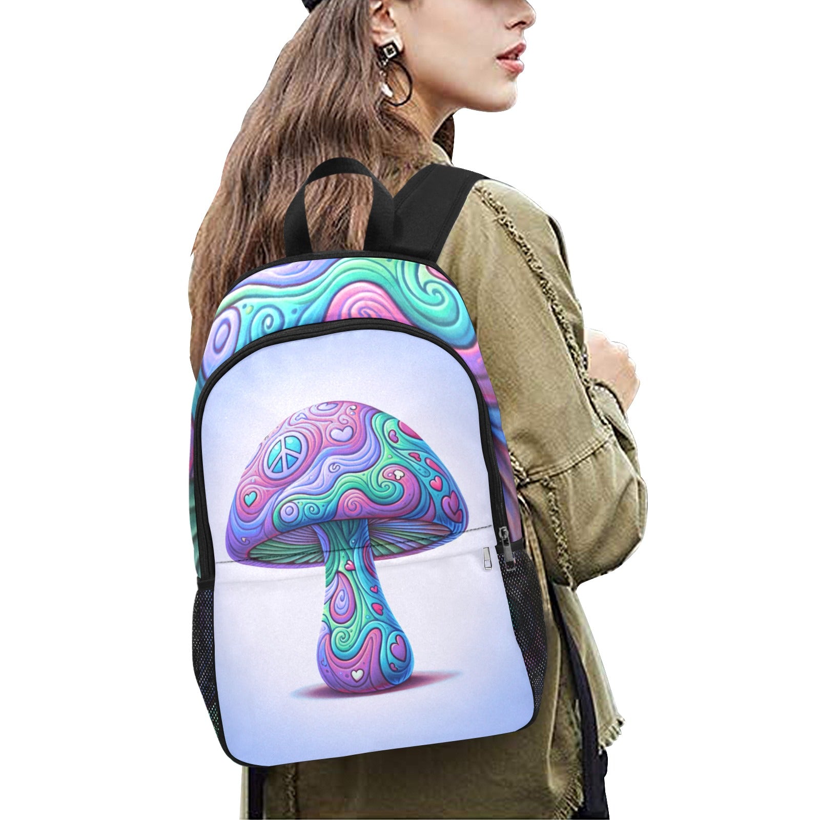 Cosmic Blue Psychedelic Mushroom Backpack - Cranberry Lake Design Co.  #