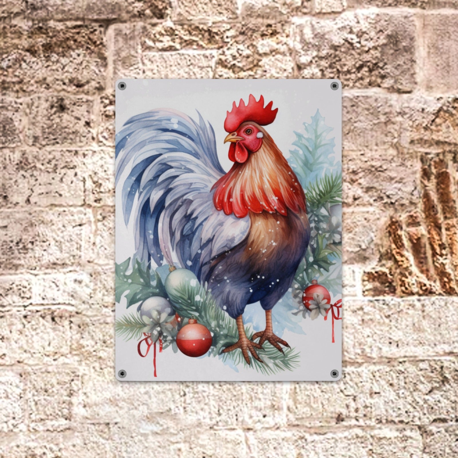 Cluckin' Christmas: Farmhouse Chicken Metal Tin Sign - Cranberry Lake Design Co.  #