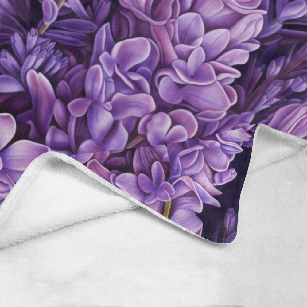 Purple Floral Throw Blanket | 60" x 80" Soft Cozy Polyester | Lavender Flowers