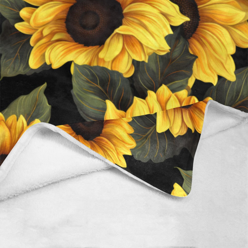 Sunflower Dreams Blanket - Soft Plush Throw - Floral Bedding - 60x80