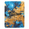 Cranberry Lake Designs Hornets Logo Blanket in Blue and Gold Paint