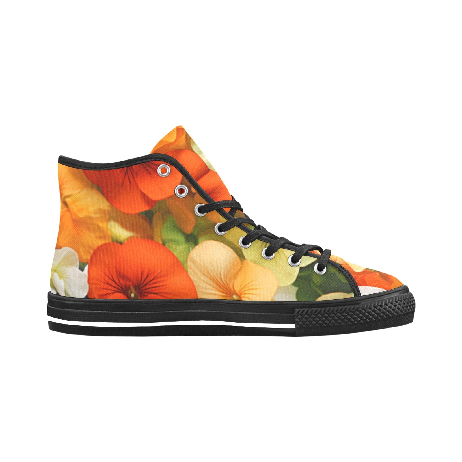 Pansy Paradise High-Top Sneakers: Elevate Your Style - Cranberry Lake Design Co.  #