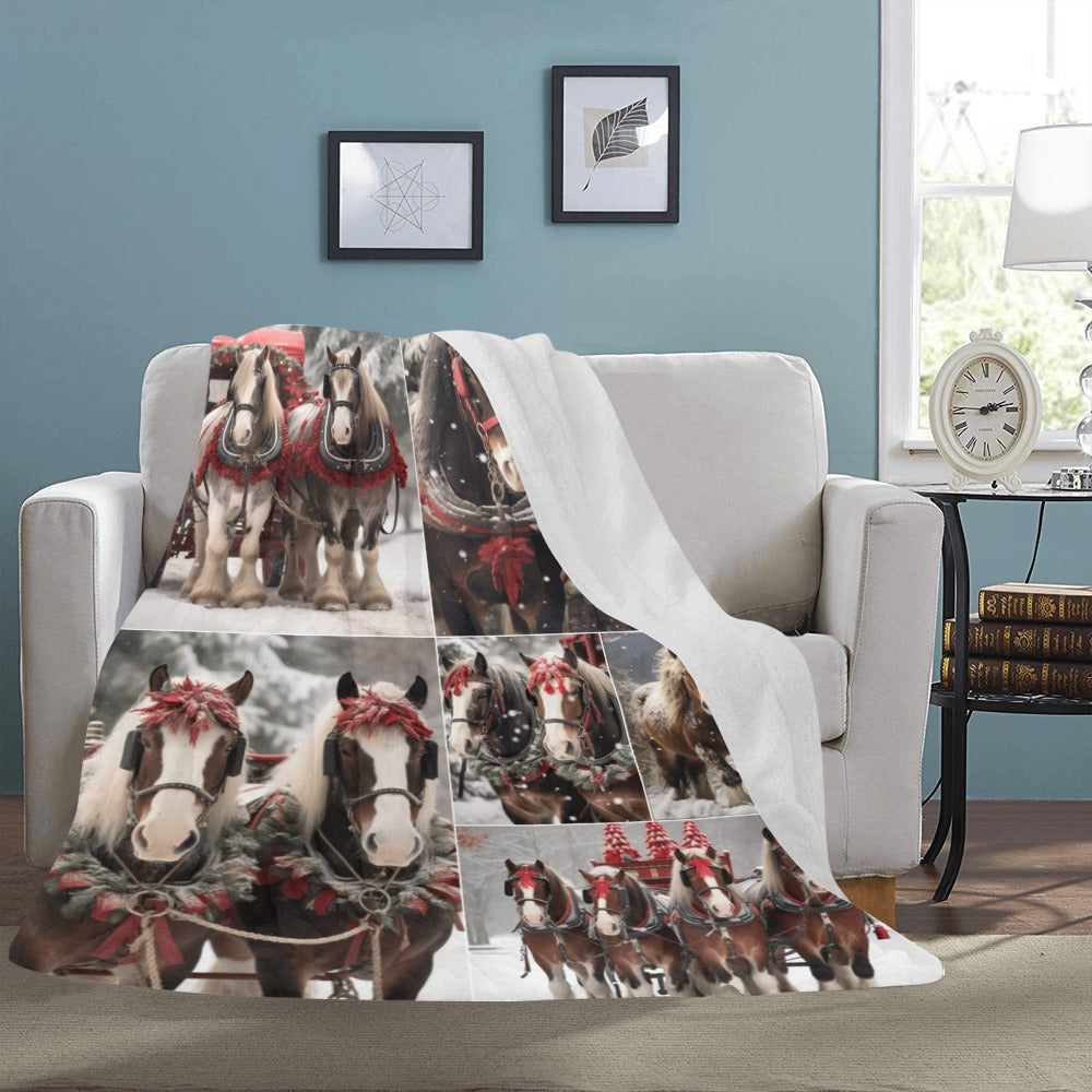 Cranberry Lake Designs Clydesdale Horse Ultra-Soft Micro Fleece Blanket 60" x 80"