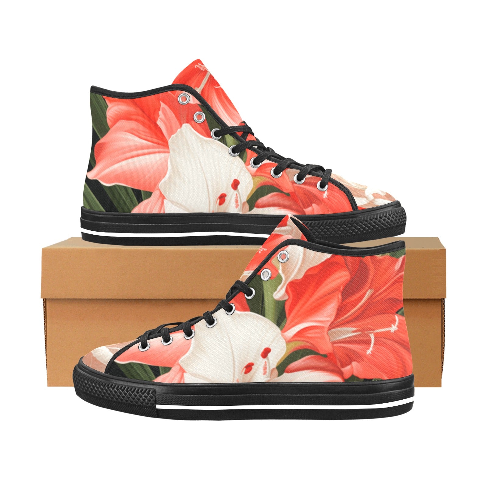 Bold Amaryllis Bloom High-Top Sneakers - Cranberry Lake Design Co.  #