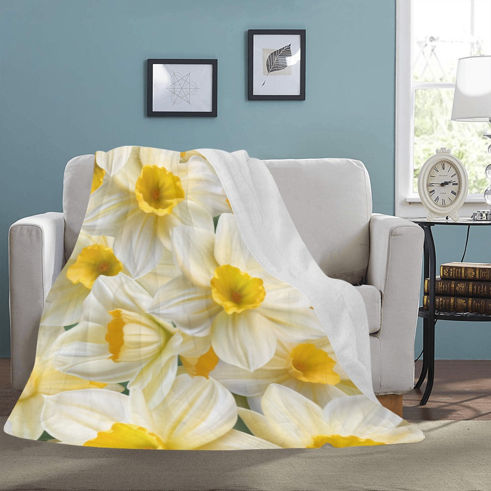 Daffodil Fleece Blanket | Ultra-Soft Micro Fleece | Floral Throw Blanket | 60x80 | Ships from USA