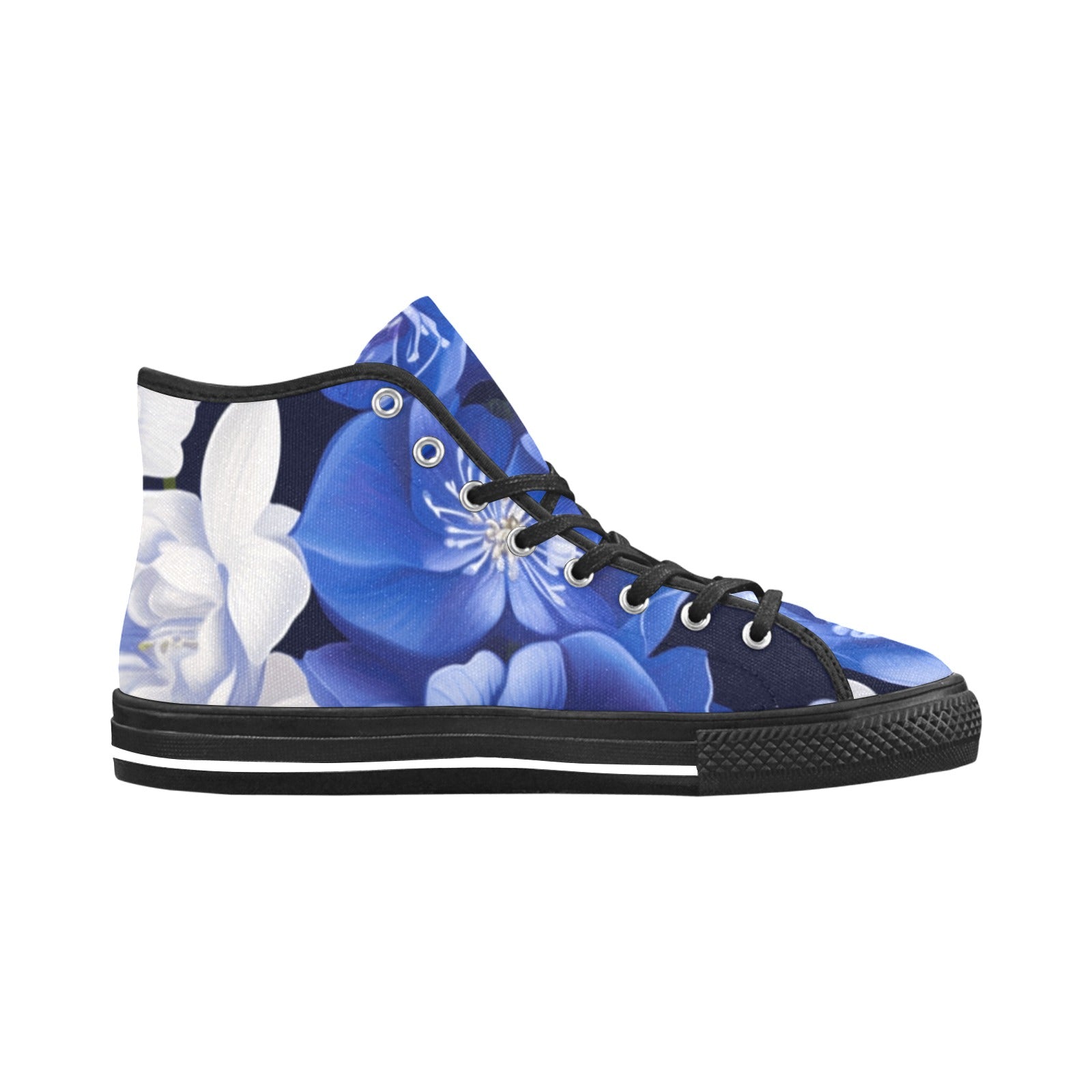 Midnight Bloom High-Top Canvas Shoes: Where Art Meets Attitude - Cranberry Lake Design Co.  #