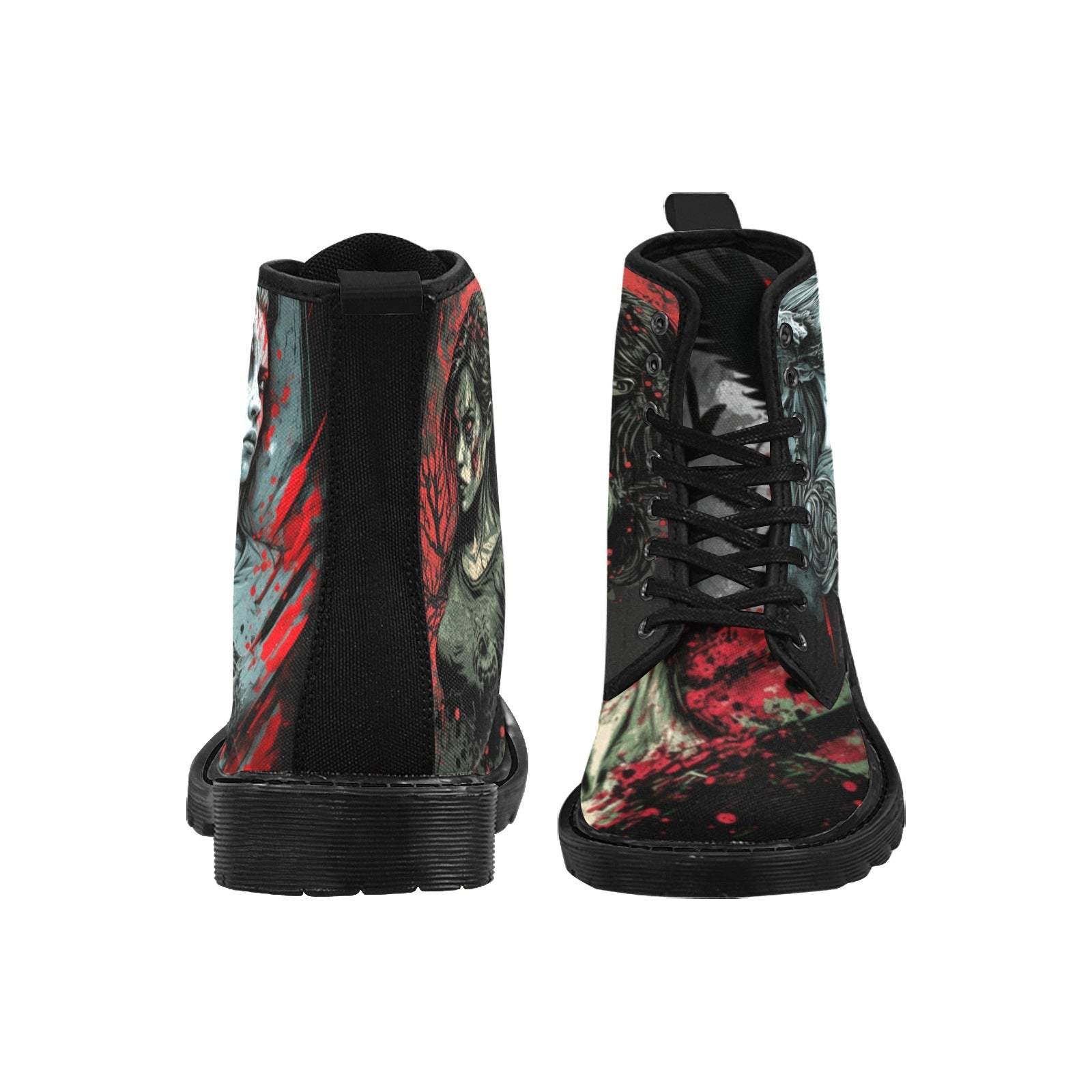 Zombie Graphic Women's Lace Up Canvas Boots - Cranberry Lake Design Co.  #