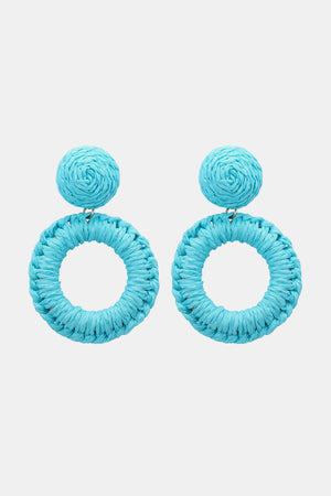 Round Shape Raffia Grass Dangle Earrings