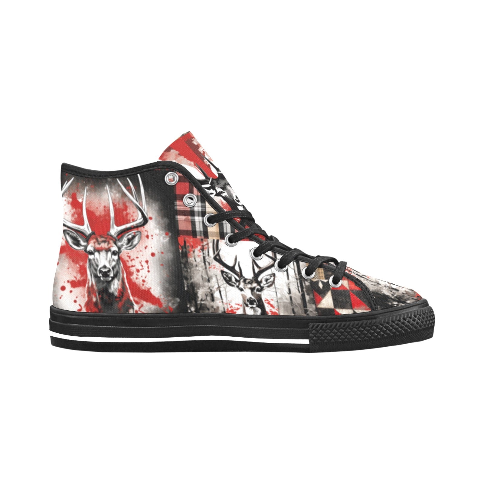 Cranberry Lake Designs Deer Collage Vancouver High Top Canvas Women's Shoes - Cranberry Lake Design Co.  #