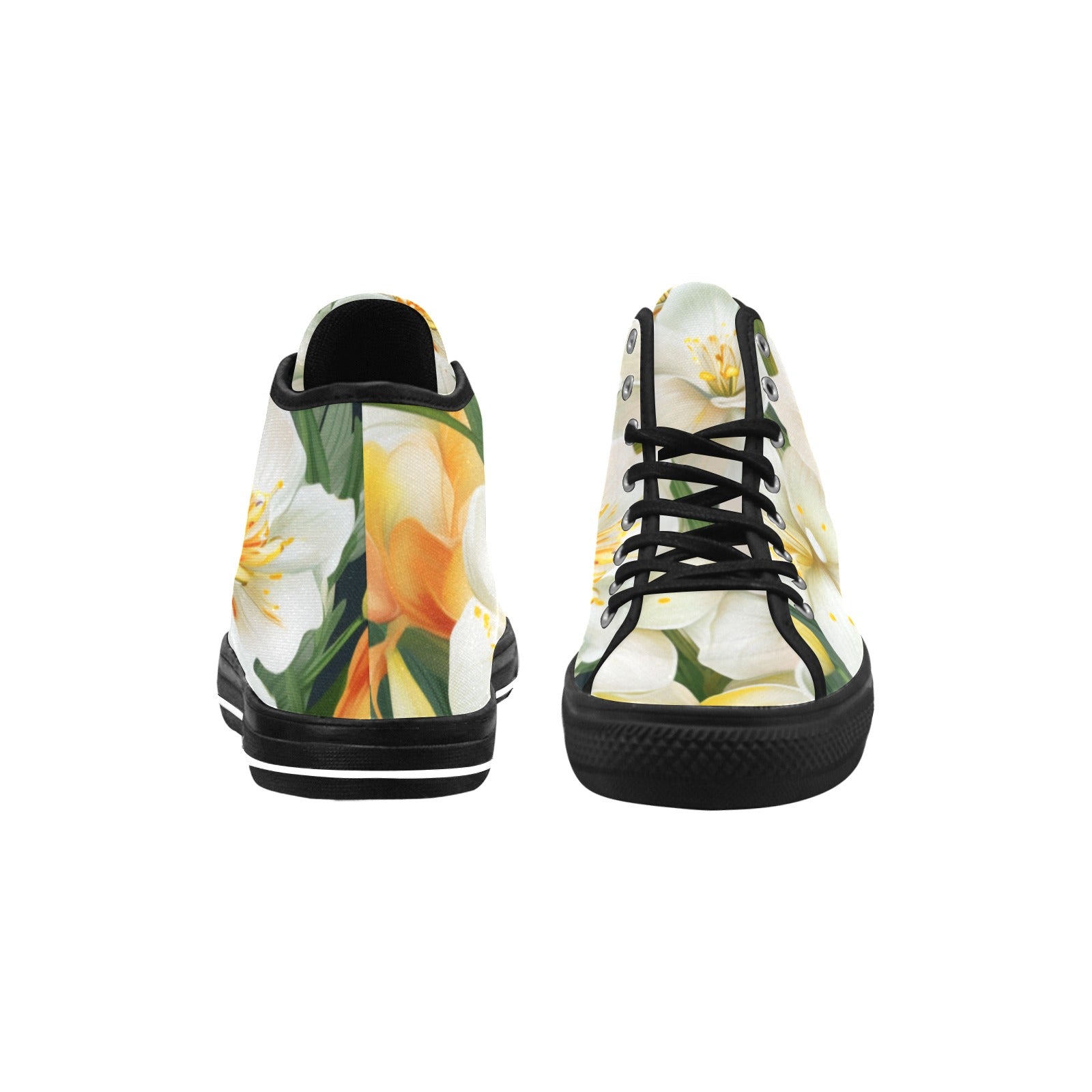 Elevate Your Style with White Floral Garden High-Top Canvas Shoes - Cranberry Lake Design Co.  #