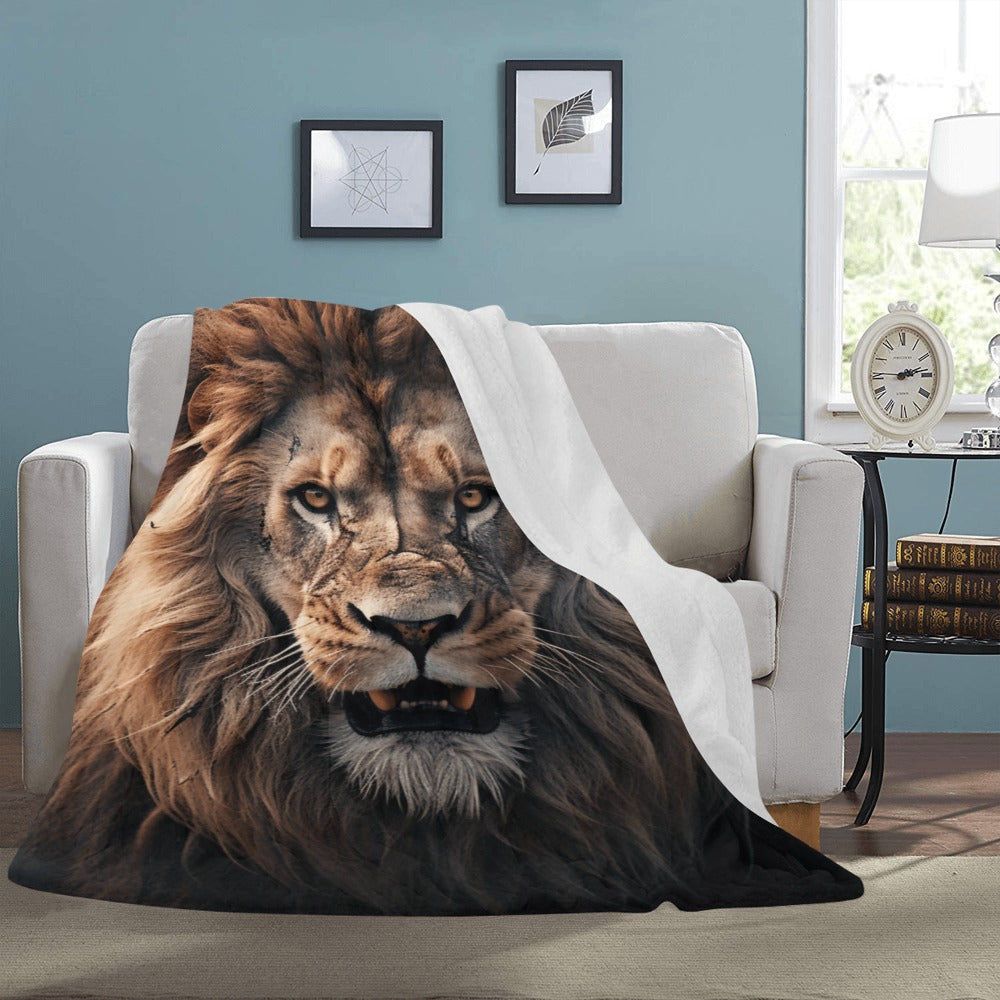 Lion Fleece Blanket | Ultra-Soft Micro Fleece Blanket | Wildlife Throw Blanket | 60x80 | Made in USA