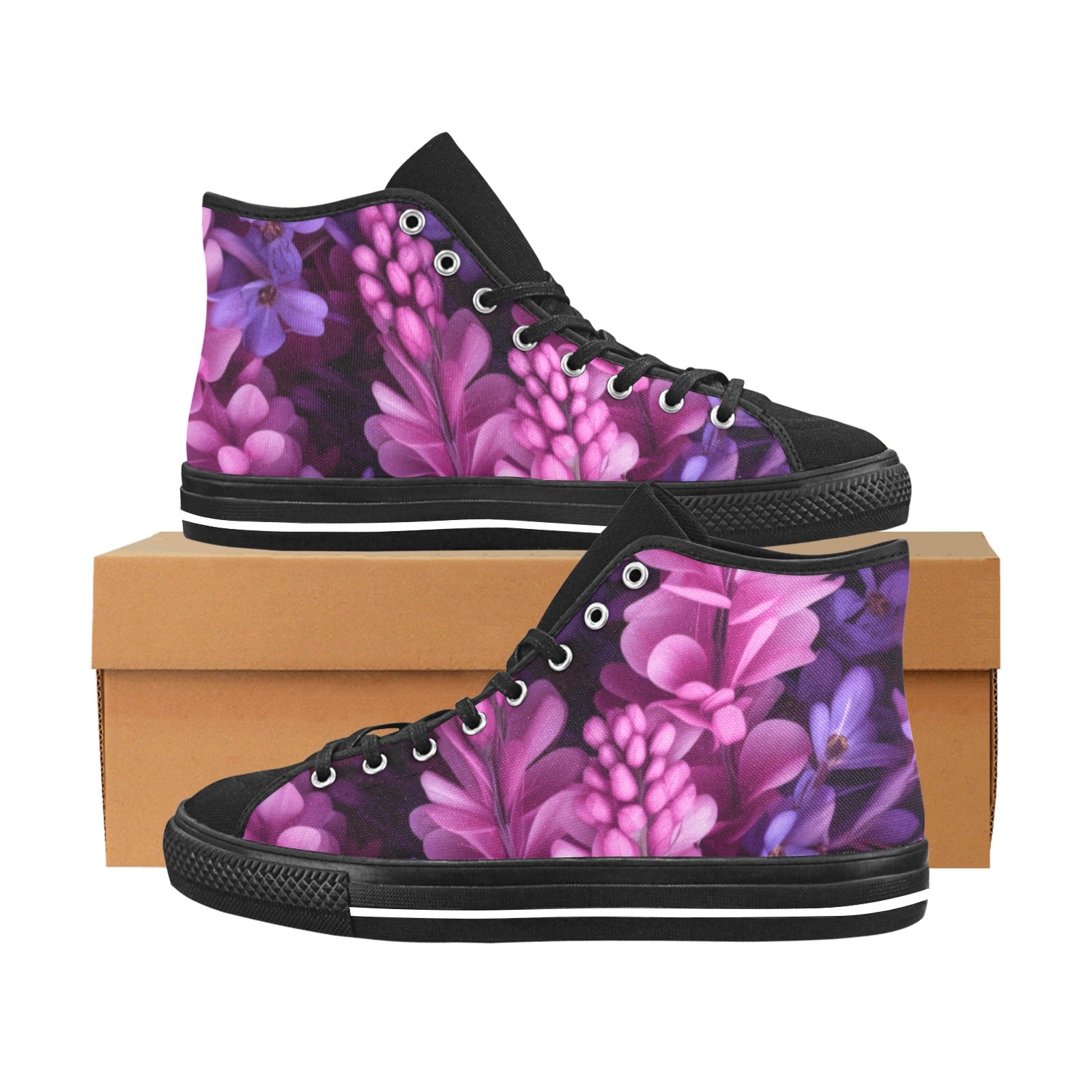 Cranberry Lake Designs Heather Flowers Vancouver High Top Canvas Women's Shoes - Cranberry Lake Design Co.  #