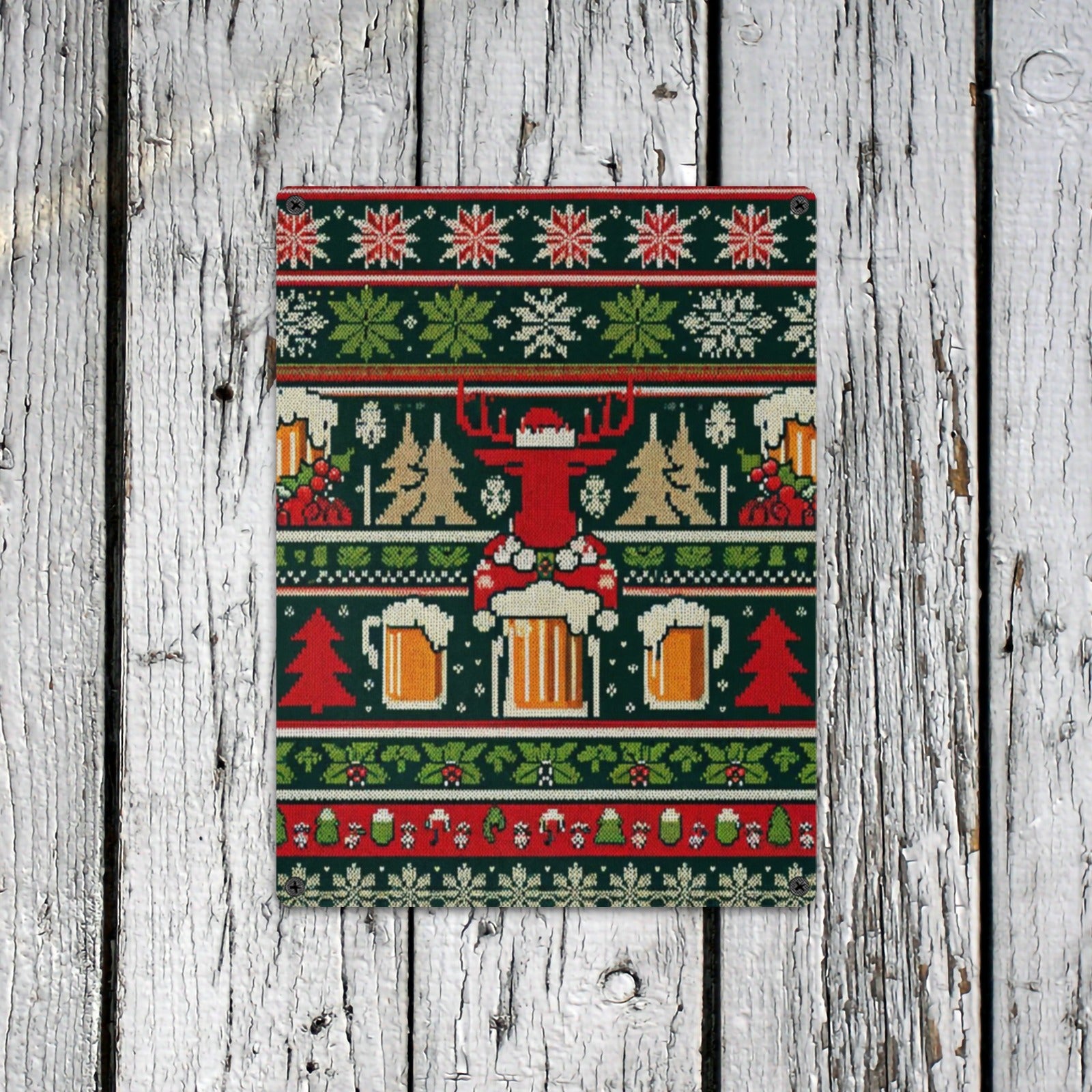 Jingle and Beer Ugly Christmas Sweater Metal Tin Sign - Cranberry Lake Design Co.  #