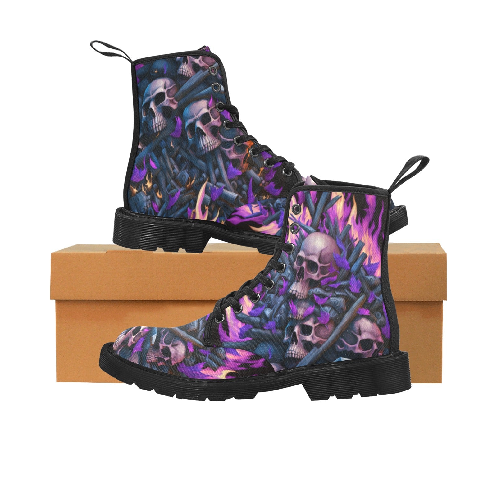 Pink Skull Bones Flame Boots for Women - Cranberry Lake Design Co.  #