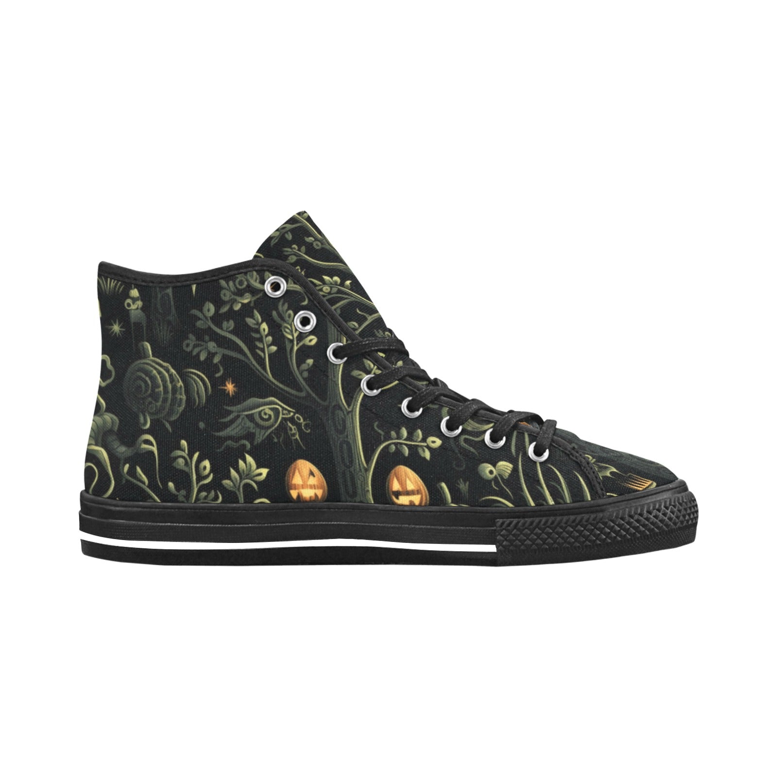 Halloween Chic: Black Vancouver High Top Canvas Women's Shoes - Cranberry Lake Design Co.  #