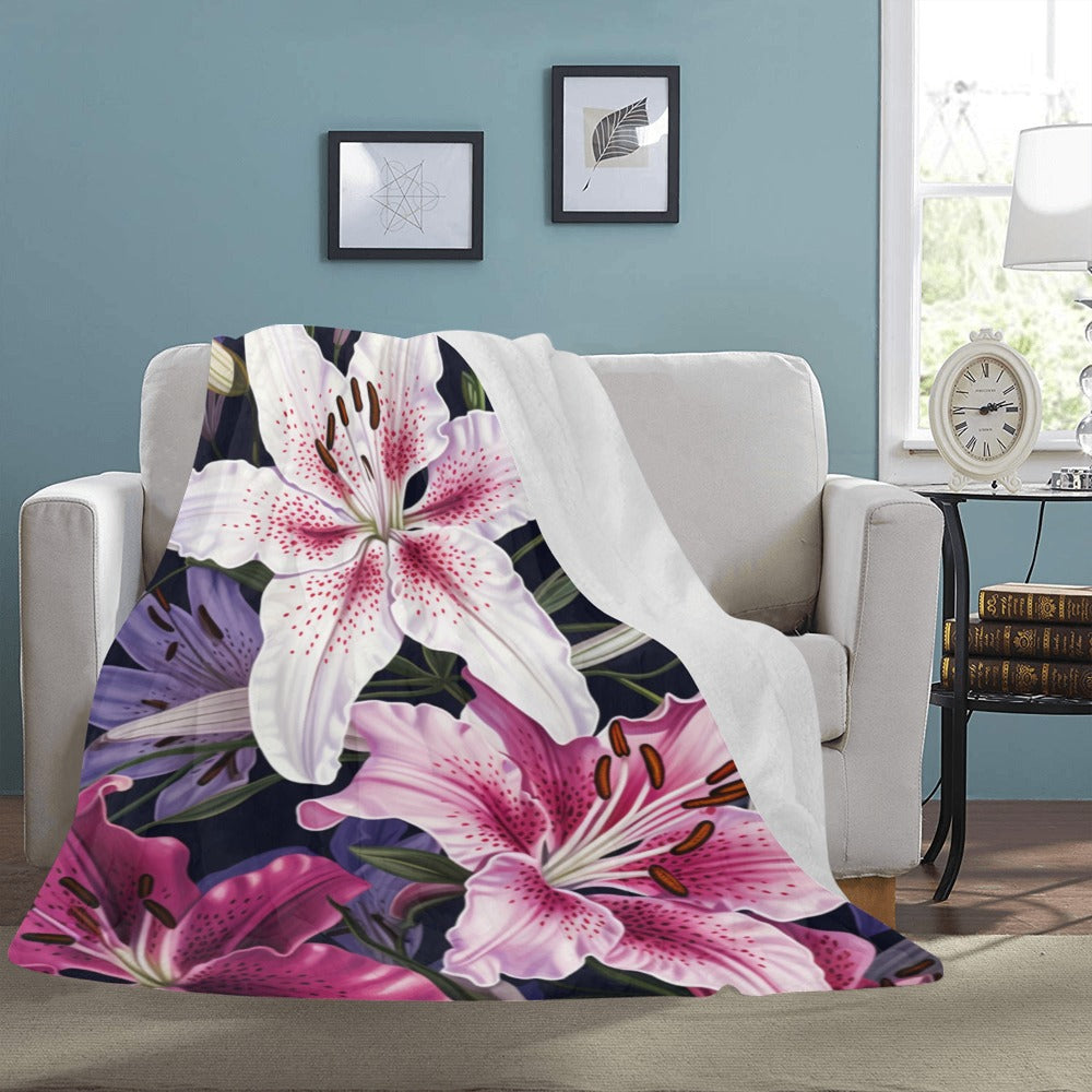 Cranberry Lake Designs Ultra-Soft Micro Fleece Blanket - Stargazer Lily Elegance