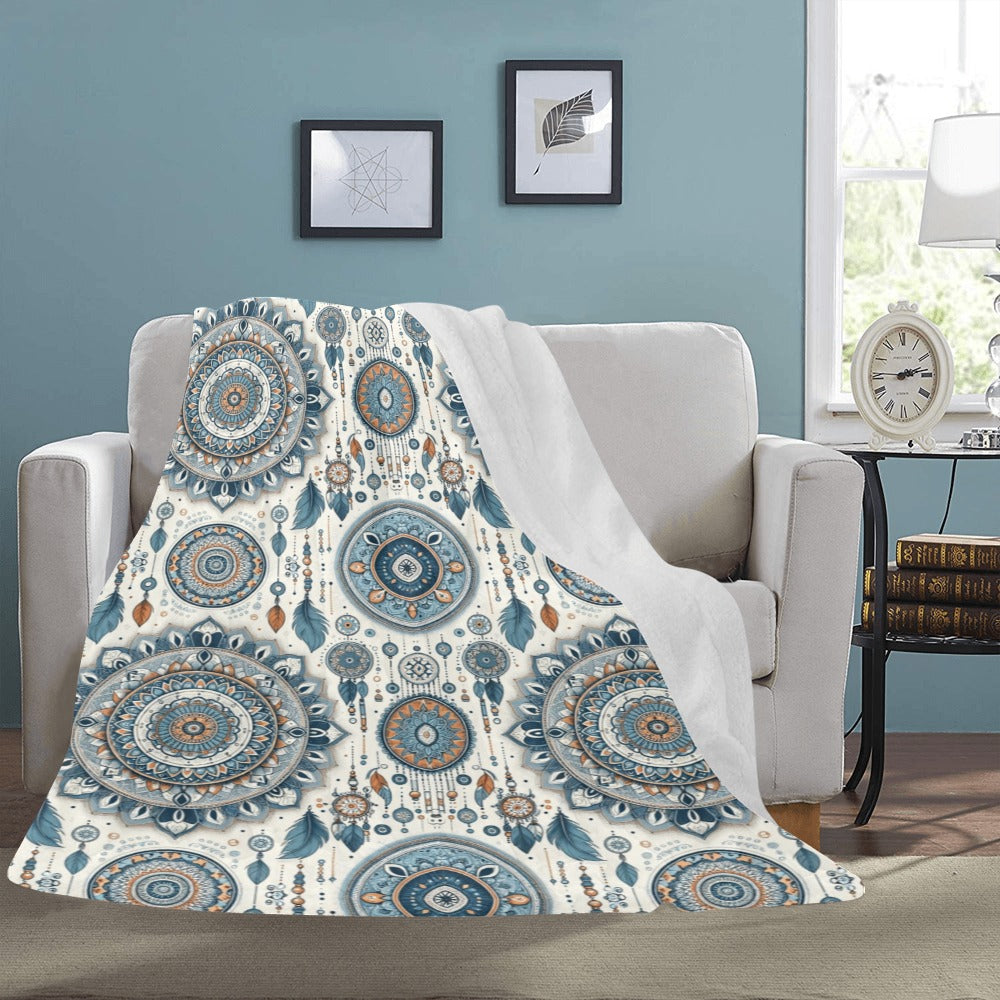 Blue Boho Ultra-Soft Micro Fleece Blanket 60" x 80"