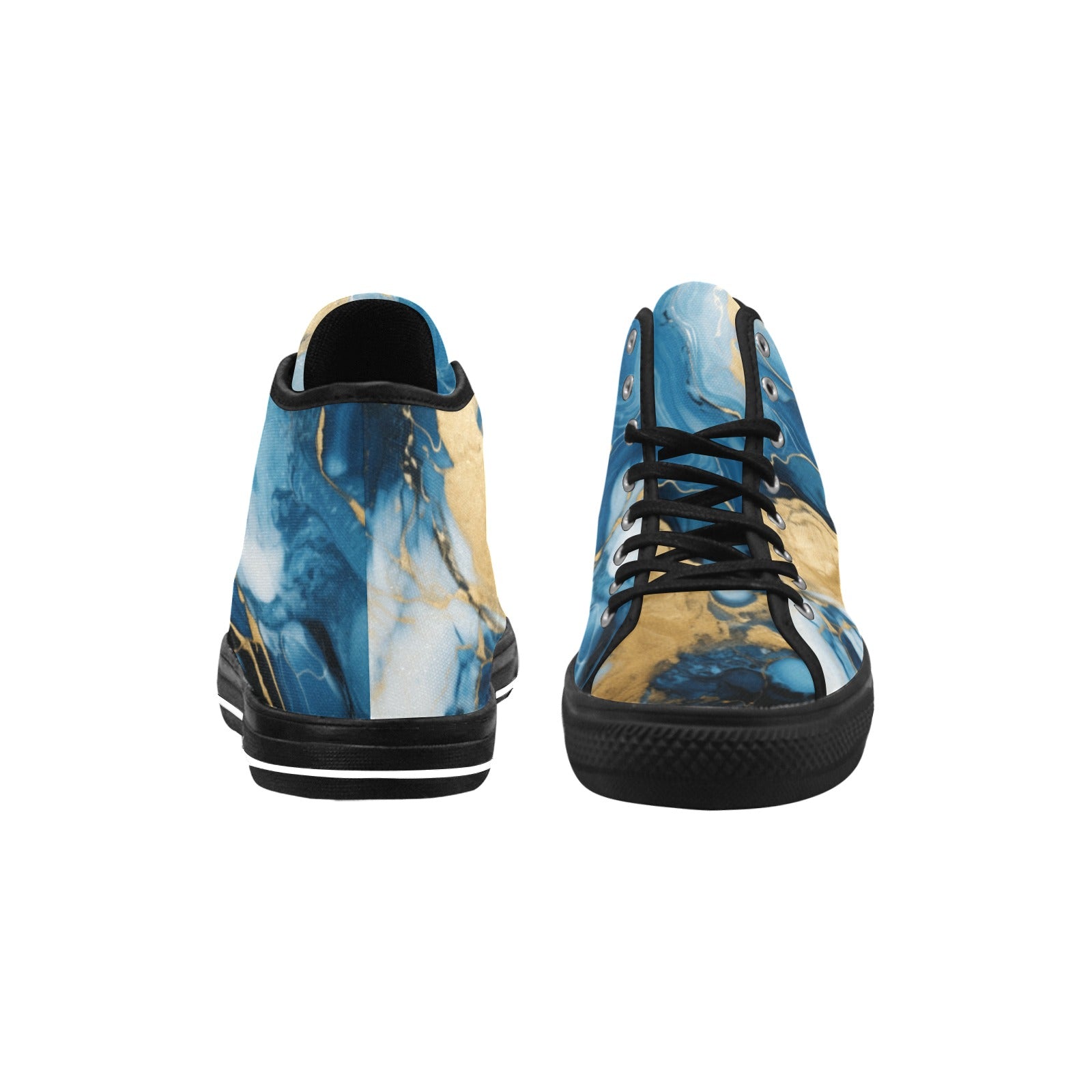 Blue & Gold Marble Vancouver High Top Canvas Shoes for Women | Cranberry Lake Designs