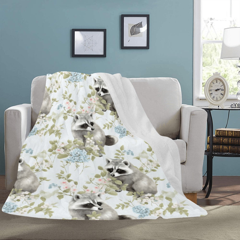 Country Floral Raccoons Ultra-Soft Micro Fleece Blanket