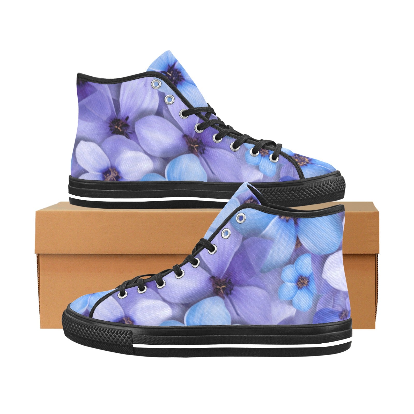 Sky Blue Floral High-Top Canvas Shoes - Cranberry Lake Design Co.  #