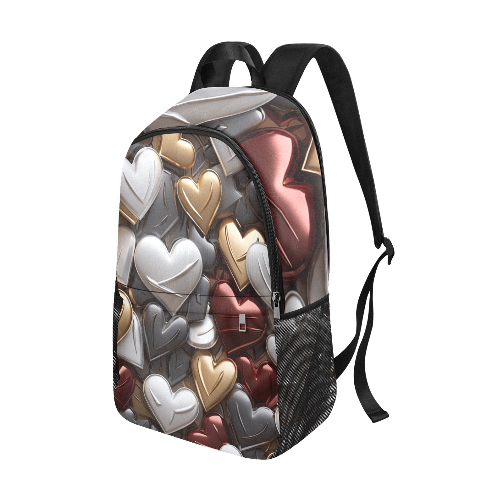 Stylish White, Gray, Gold, and Red Heart Backpack | Trendy Kids Bag - Cranberry Lake Design Co.  #