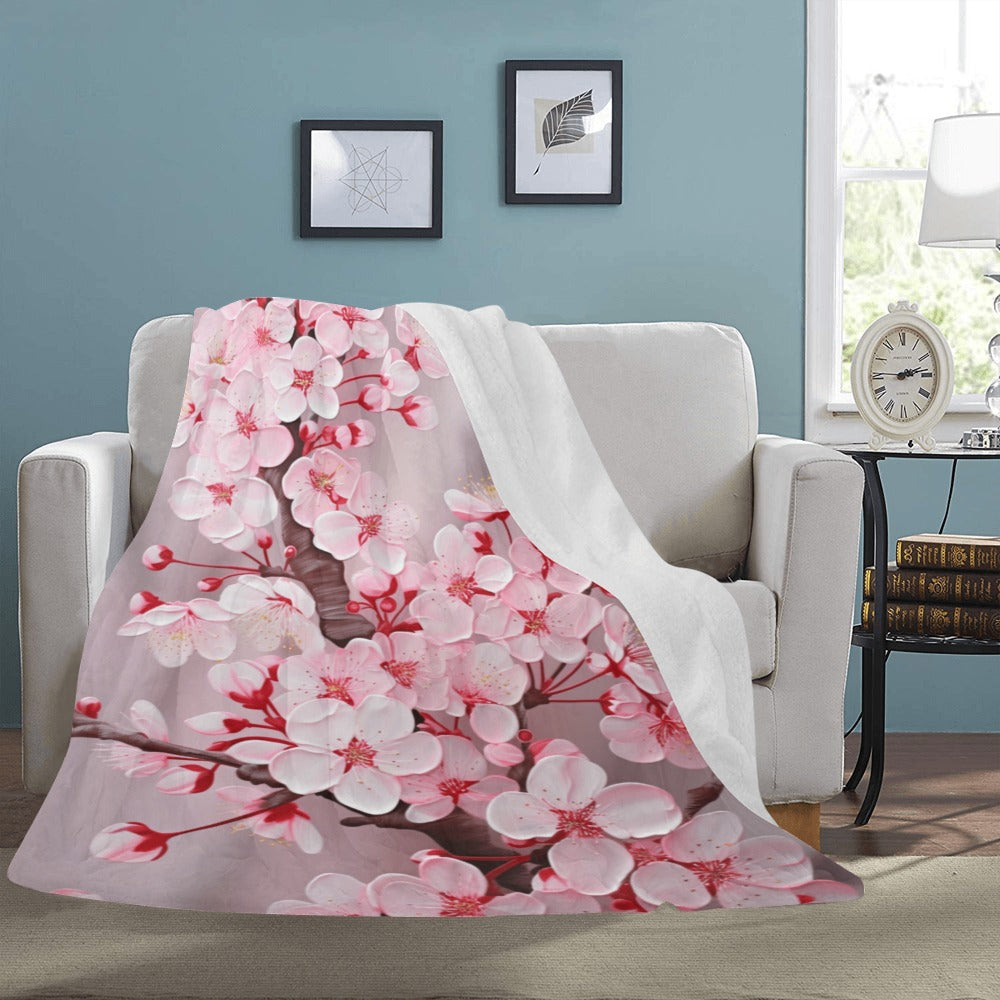 Japanese Cherry Blossom Ultra-Soft Micro Fleece Blanket 60" x 80"