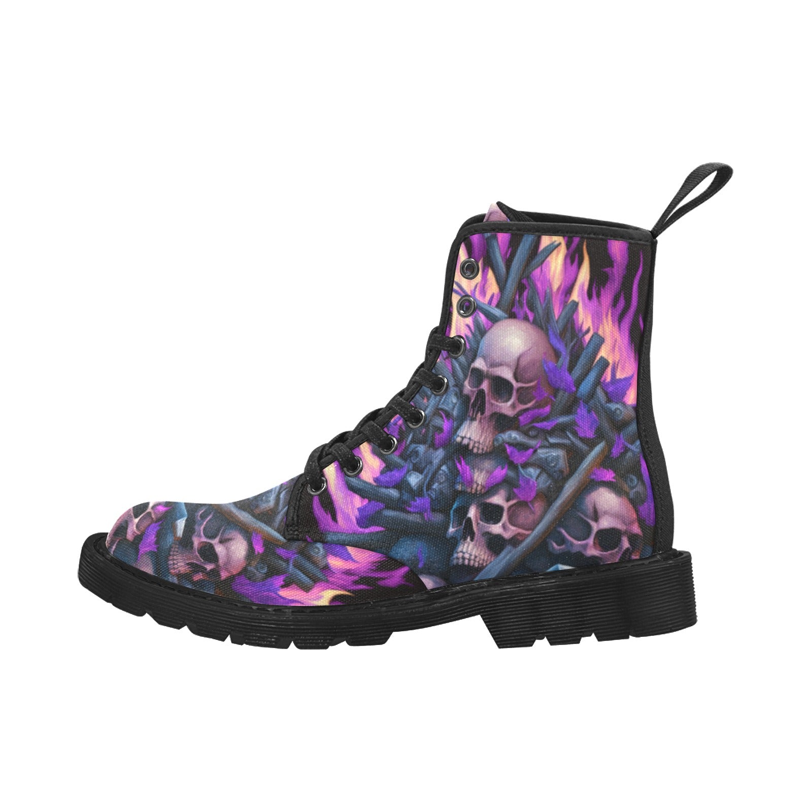 Pink Skull Bones Flame Boots for Women - Cranberry Lake Design Co.  #