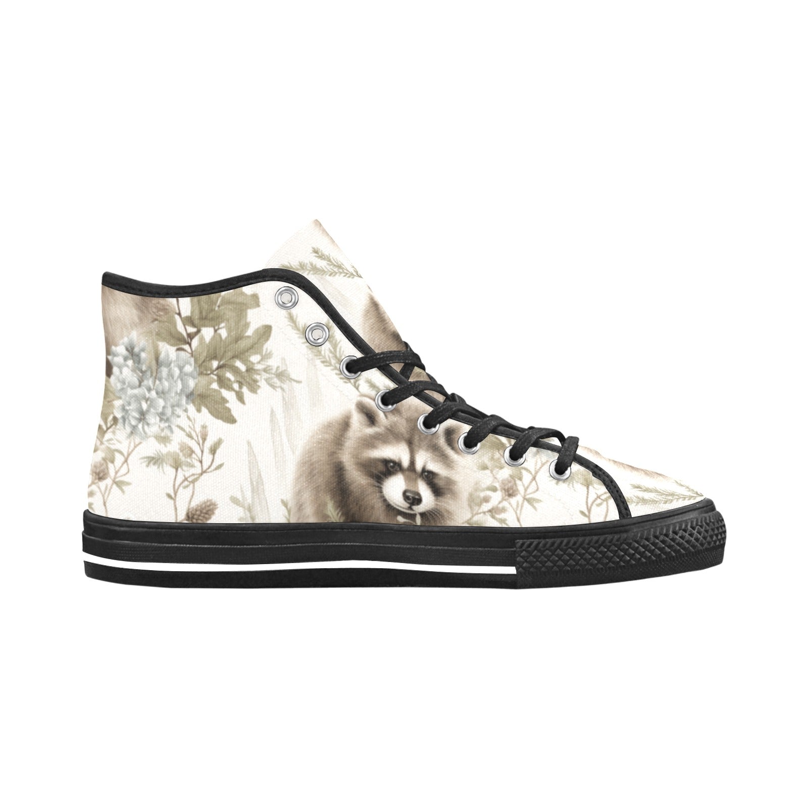 Woodland Critter Canvas Shoes - Raccoons Floral Print - Cranberry Lake Design Co.  #