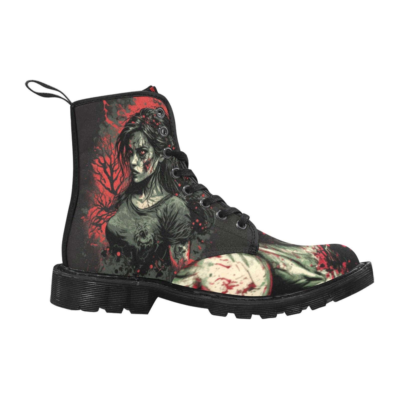 Zombie Graphic Women's Lace Up Canvas Boots - Cranberry Lake Design Co.  #