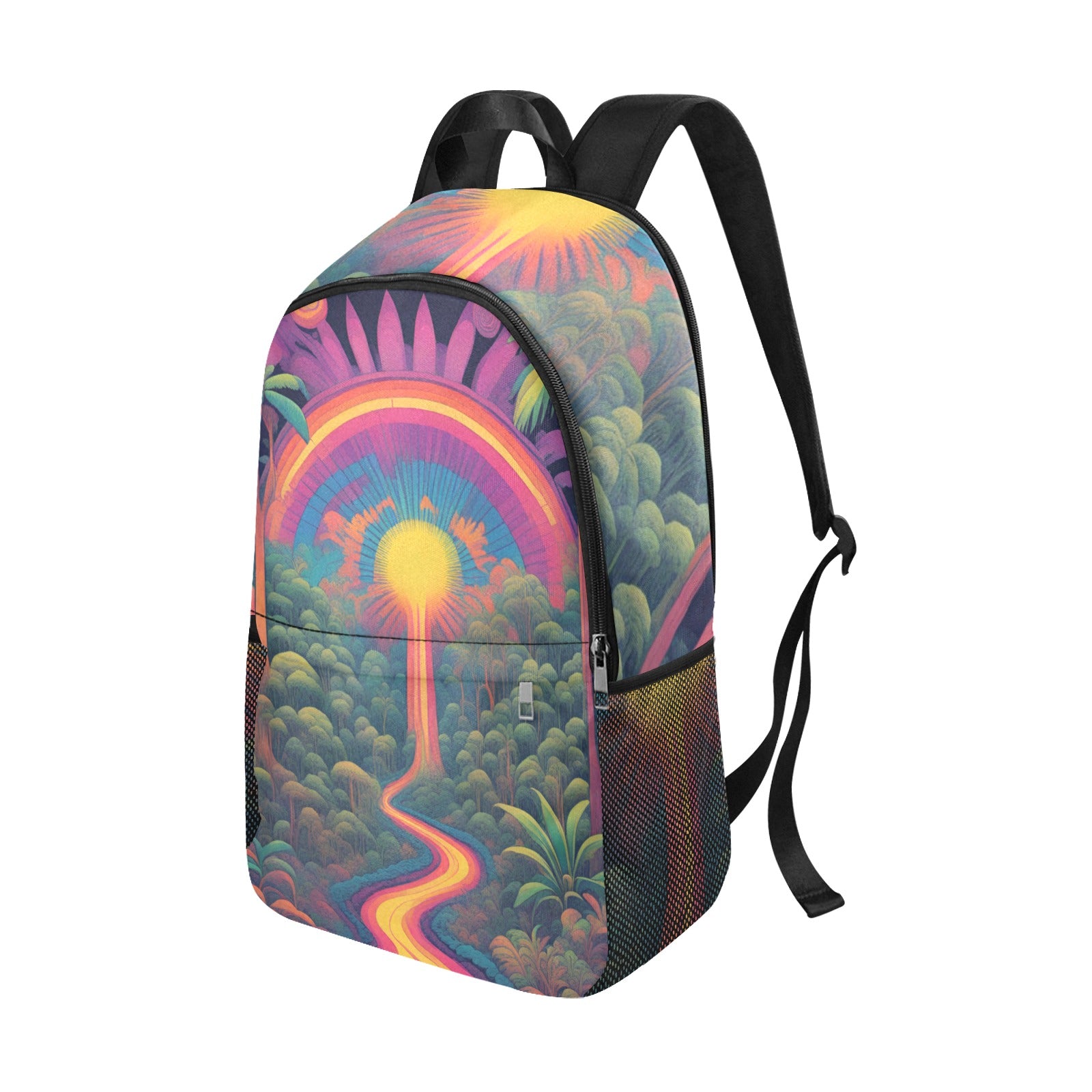 Enchanted Forest Sunset: Psychedelic Hippie Backpack - Cranberry Lake Design Co.  #