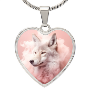 White Wolf in Pink Smoke Necklace | Unique Gift for Her, Wife, Daughter, Sister, Aunt, Grandma, Granddaughter, Anniversary, Christmas, Birthday, Graduation - Cranberry Lake Design Co.  #